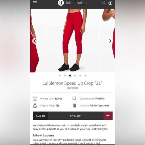 Lululemon Speed Up Crop 21” In “Dark Red” - Picture 5 of 5